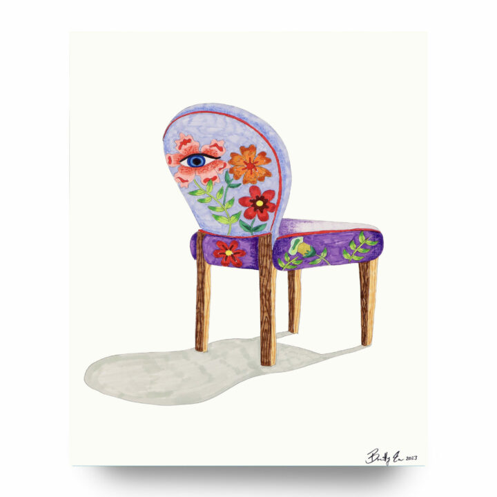Petite purple chair with flower eye